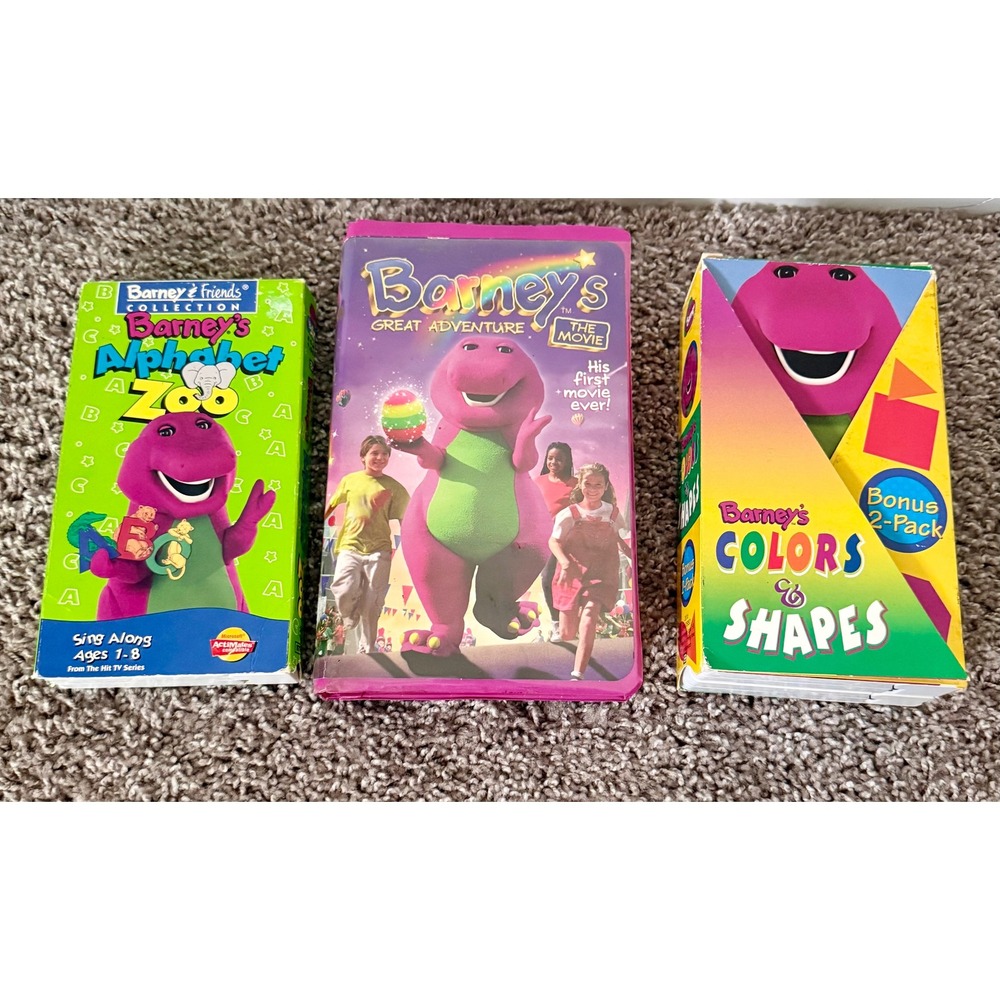 Barney VHS Lot 4 Movies Kids Alphabet Zoo Great Adventure Colors Shapes